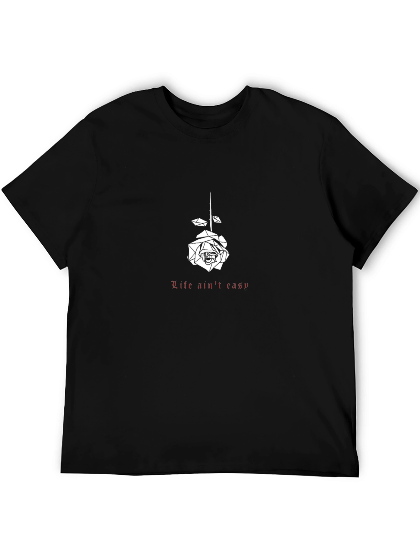 Life Aint Easy Rose Graphic Tee - Black