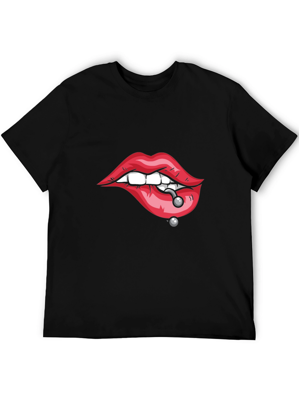 Lips Piercing Graphic Tee - Edgy Streetwear