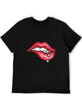Lips Piercing Graphic Tee - Edgy Streetwear