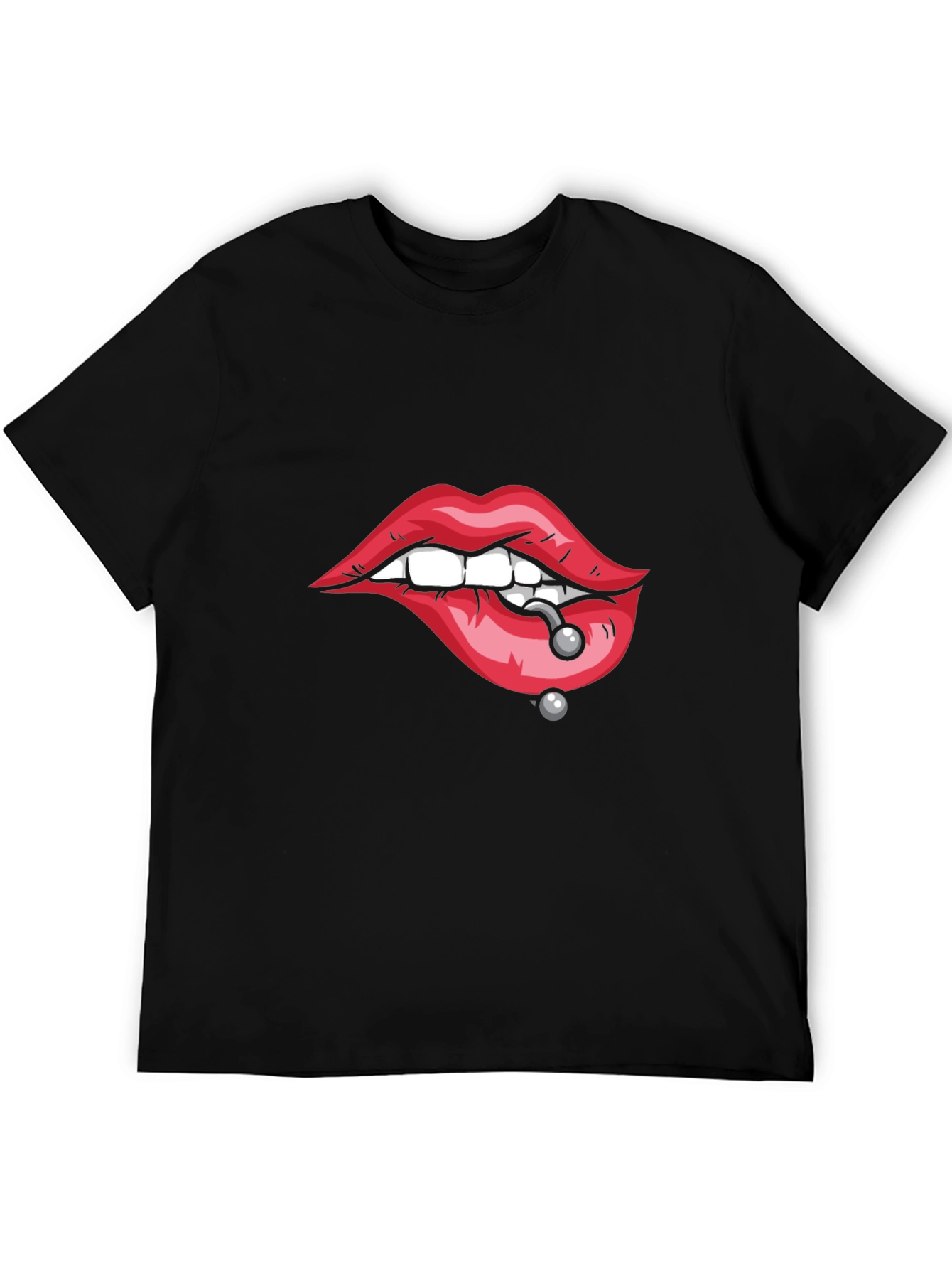 Lips Piercing Graphic Tee - Edgy Streetwear
