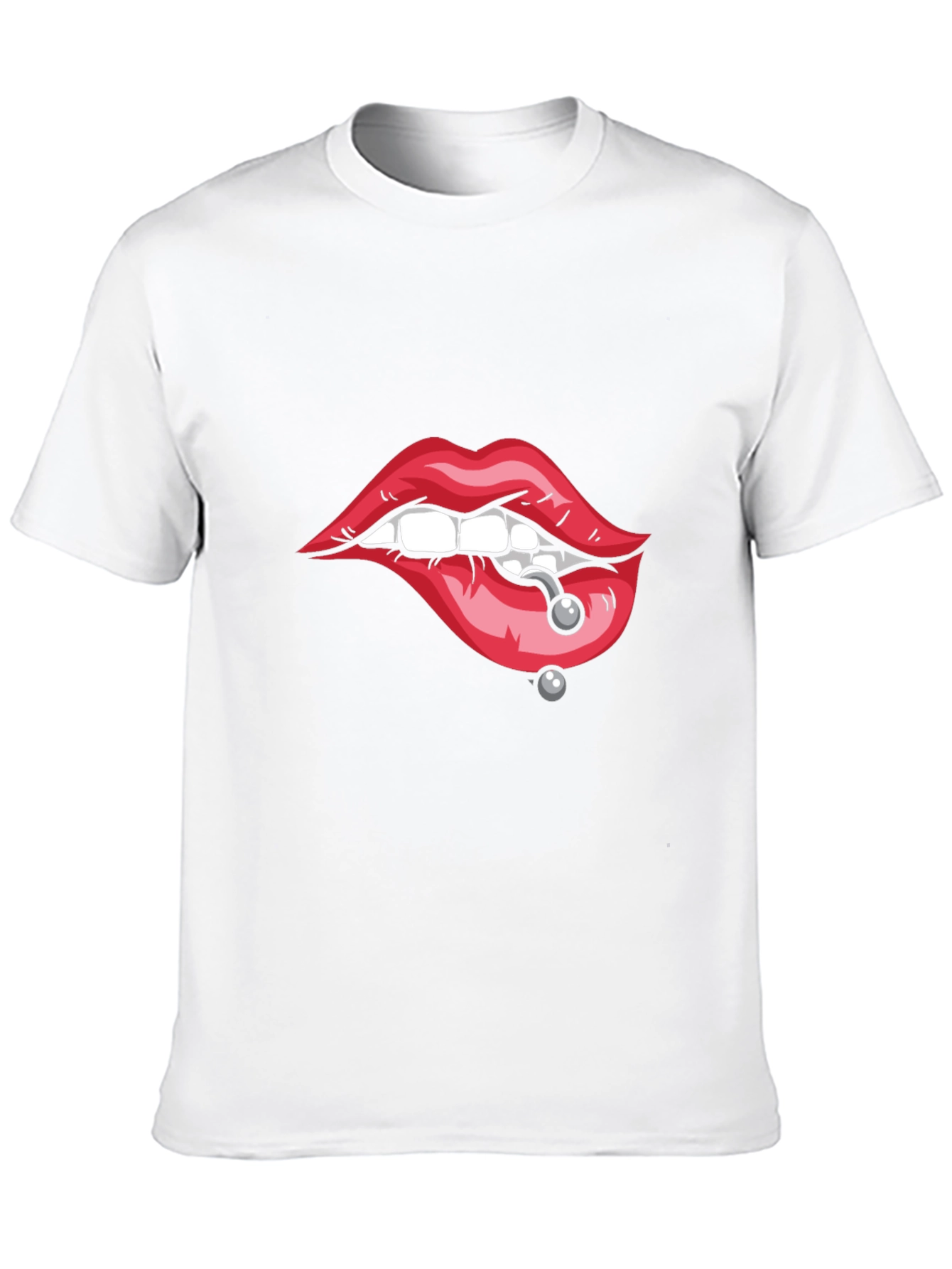 Lips Piercing Graphic Tee - Edgy Streetwear