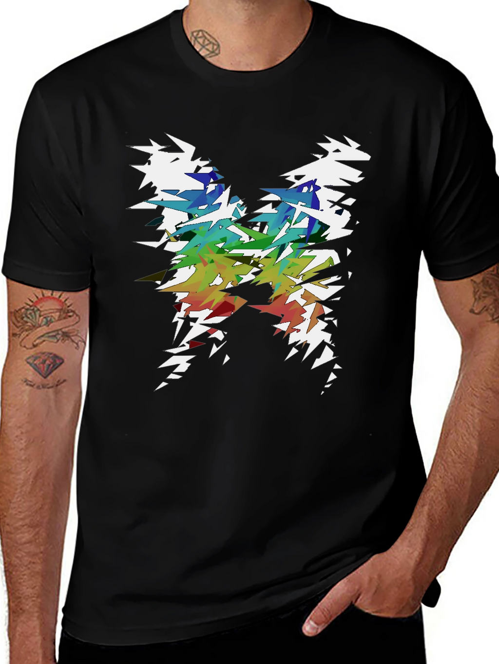Abstract Butterfly Graphic T-Shirt - Mens Black Tee