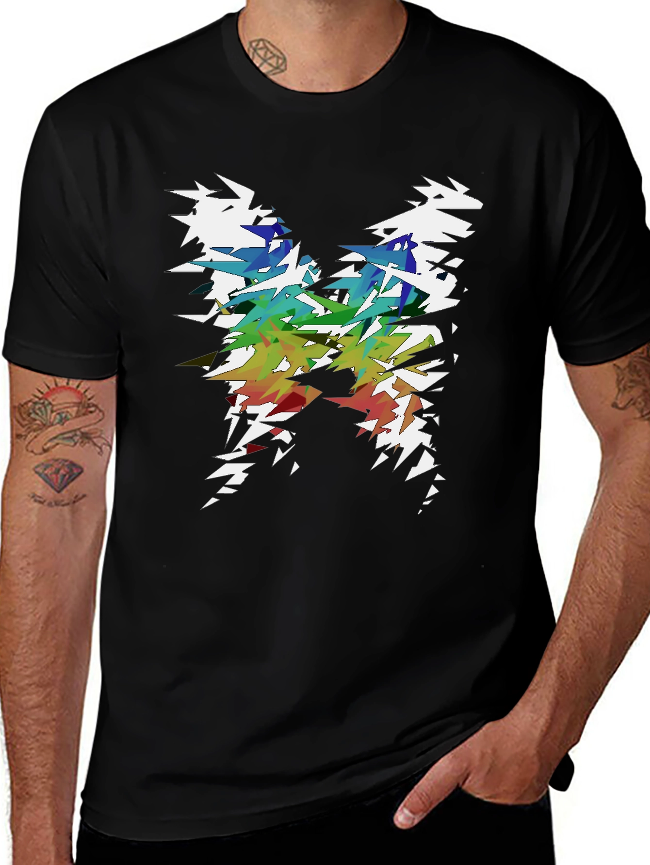 Abstract Butterfly Graphic T-Shirt - Mens Black Tee