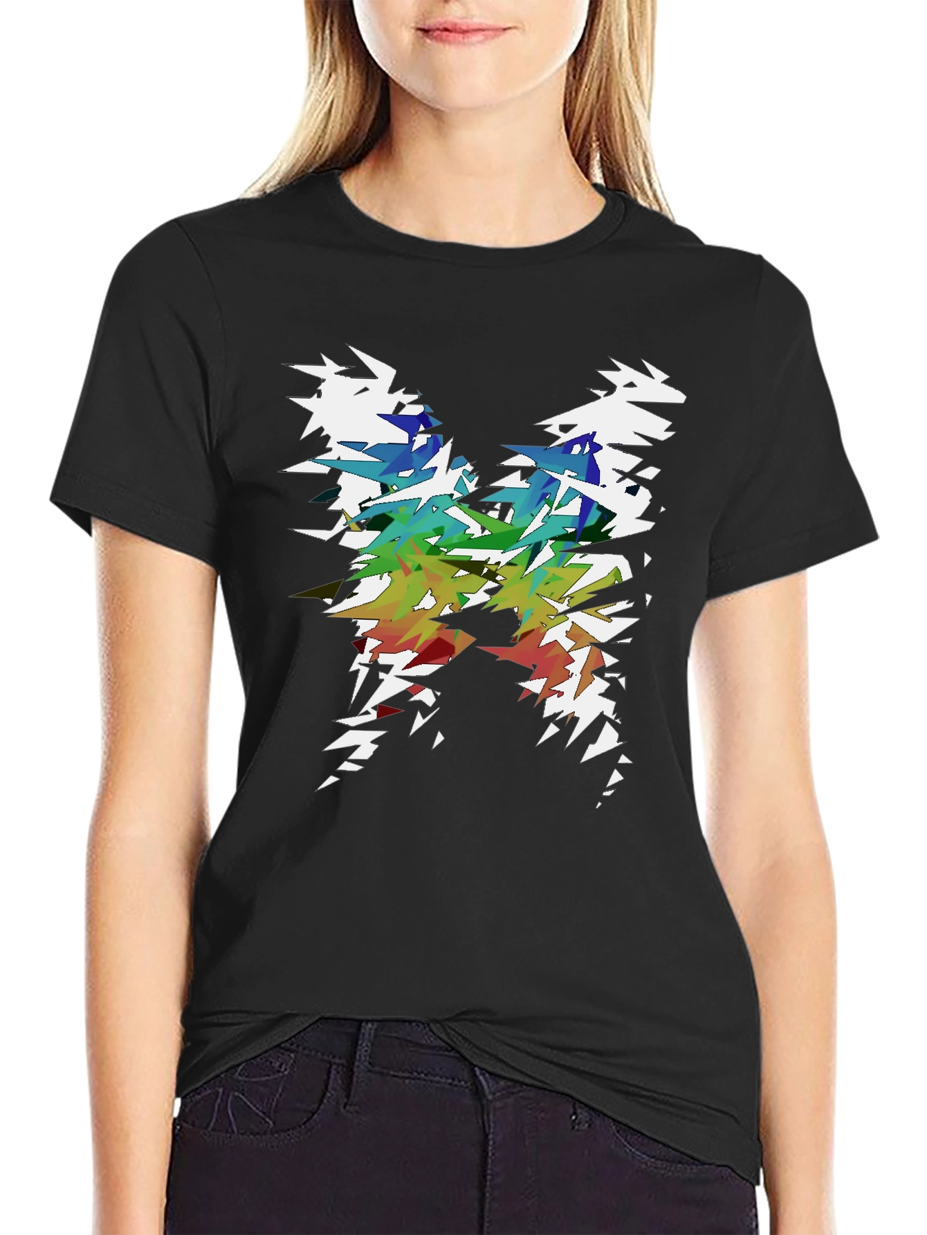 Abstract Butterfly Graphic T-Shirt - Mens Black Tee