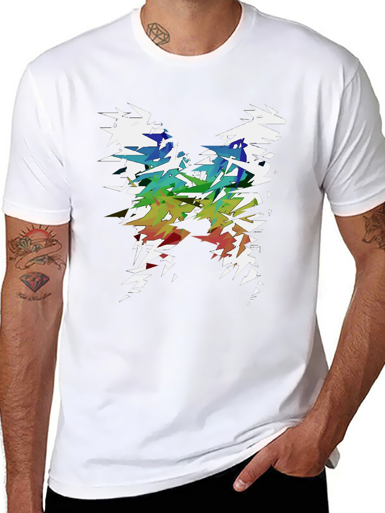 Abstract Butterfly Graphic T-Shirt - Mens Black Tee