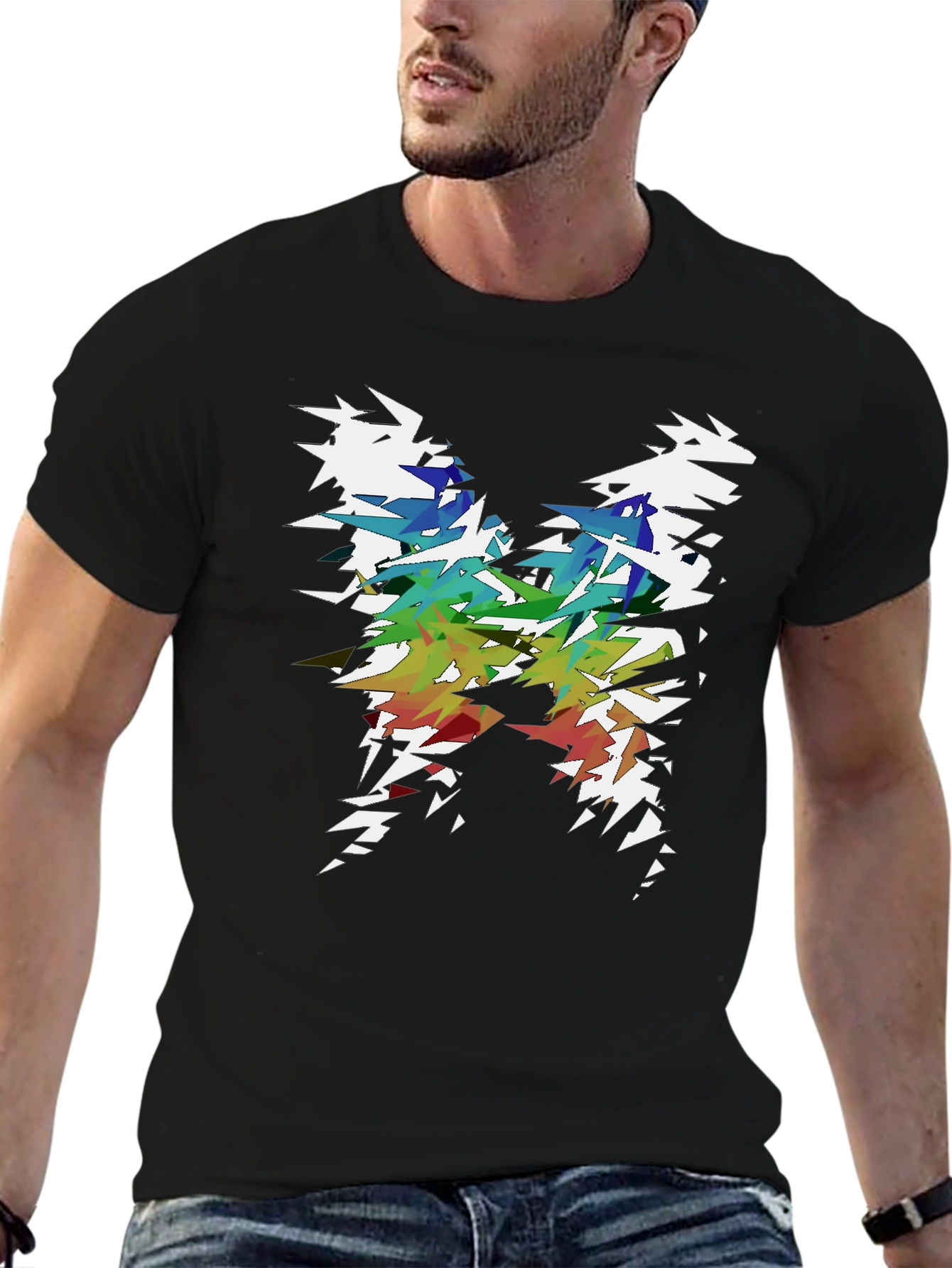 Abstract Butterfly Graphic T-Shirt - Mens Black Tee