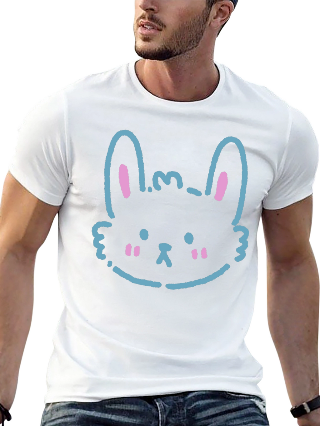Cute Bunny Graphic Black T-Shirt