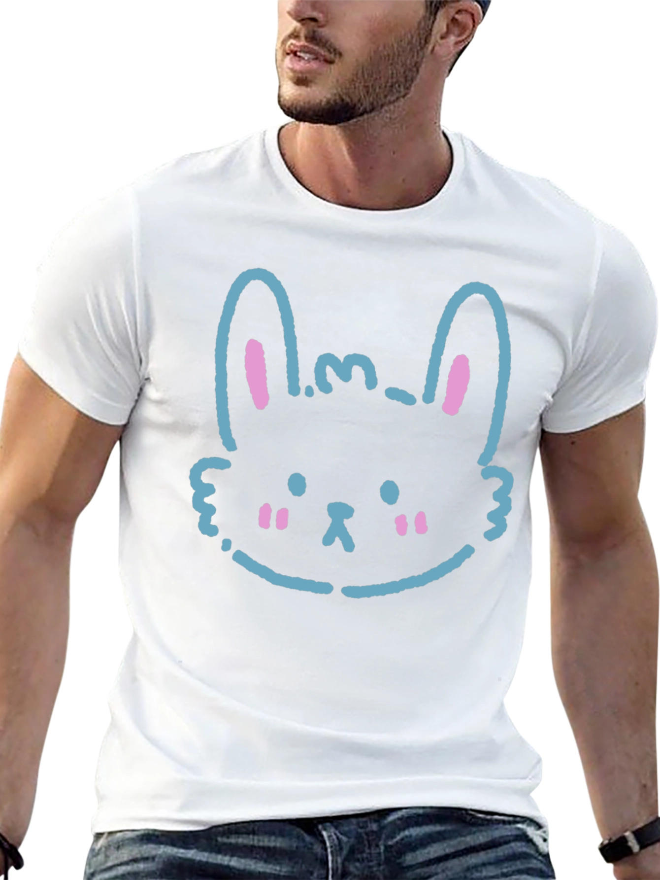 Cute Bunny Graphic Black T-Shirt