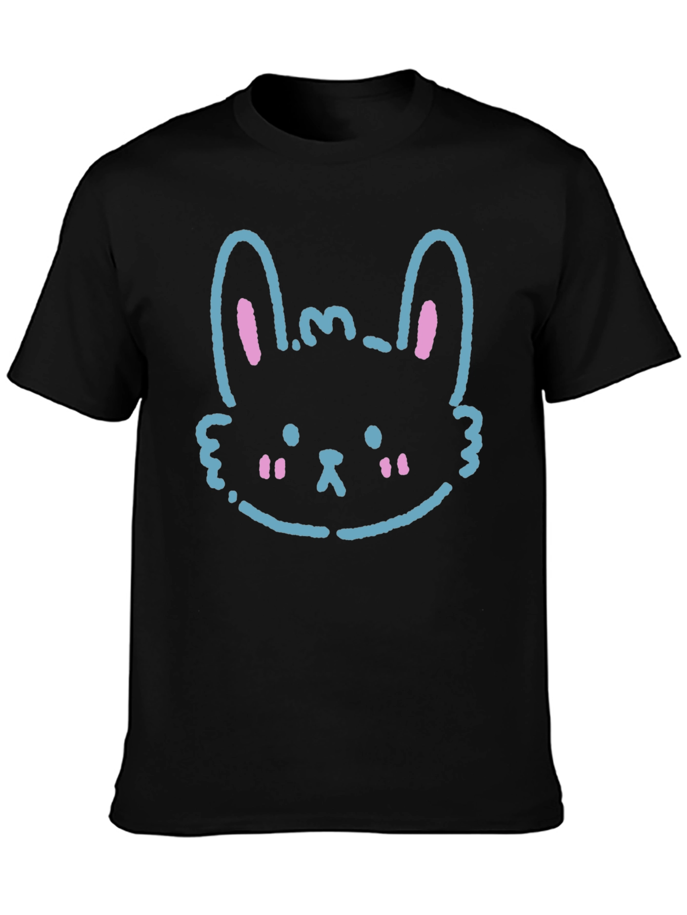 Cute Bunny Graphic Black T-Shirt