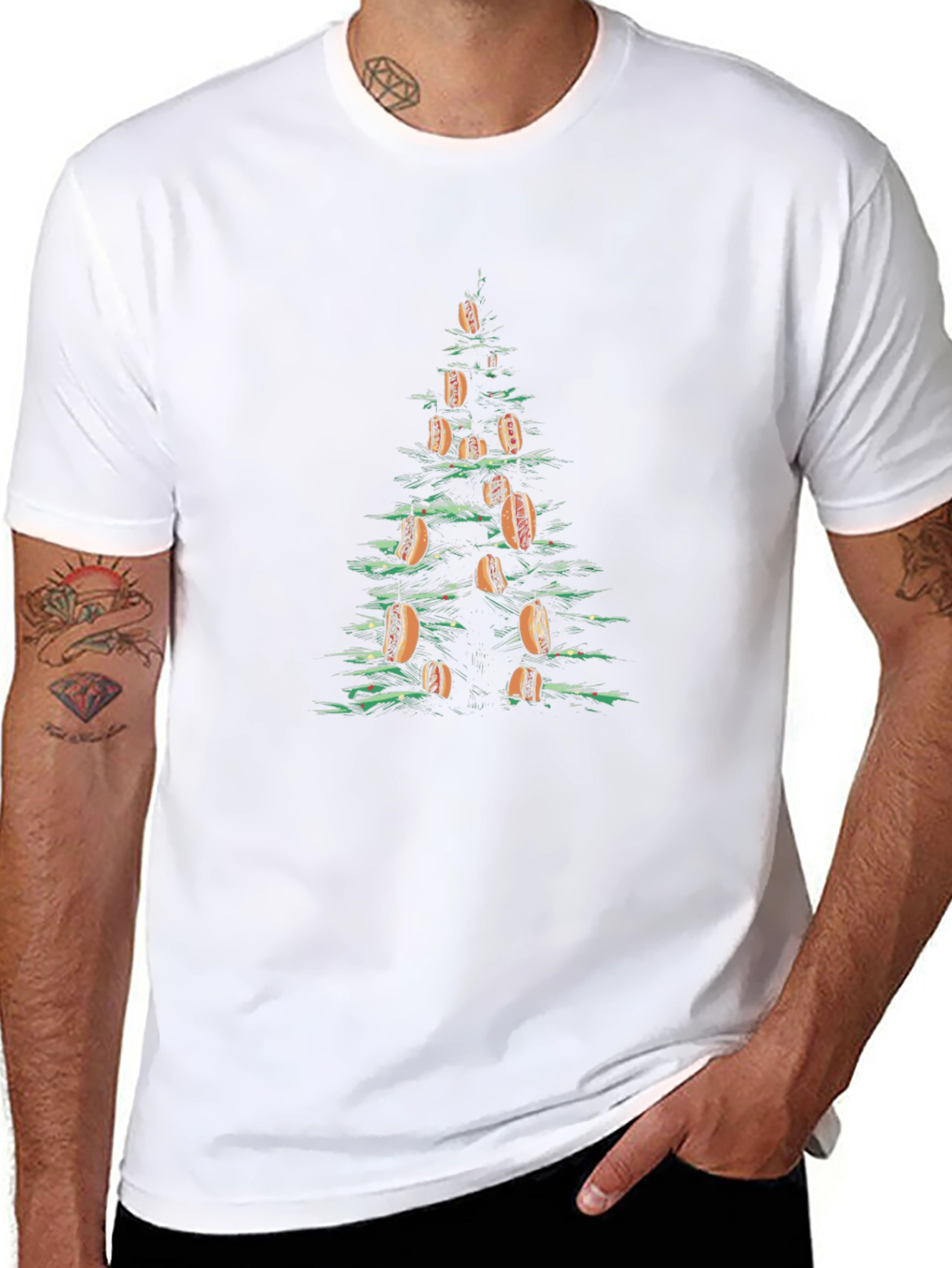 Hot Dog Christmas Tree Graphic Tee
