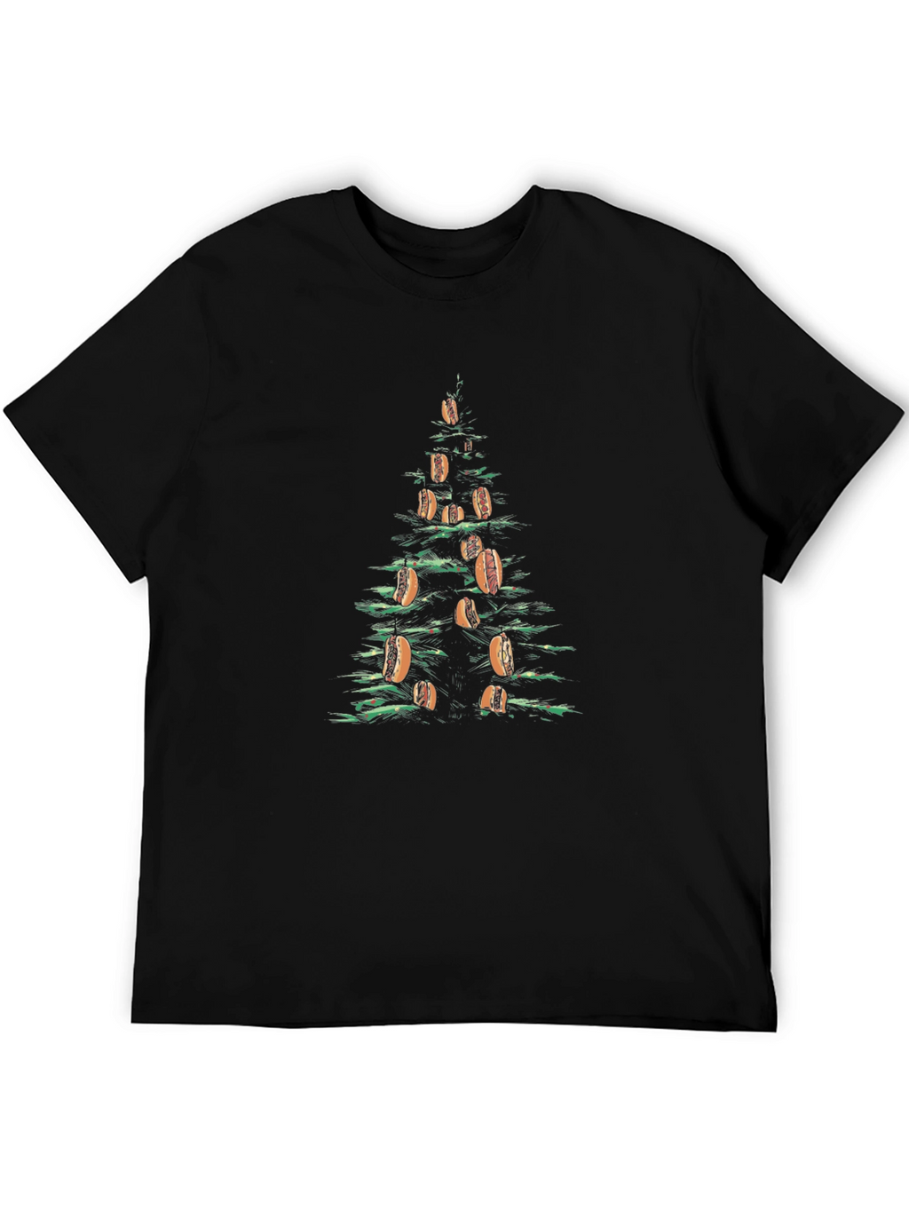 Hot Dog Christmas Tree Graphic Tee