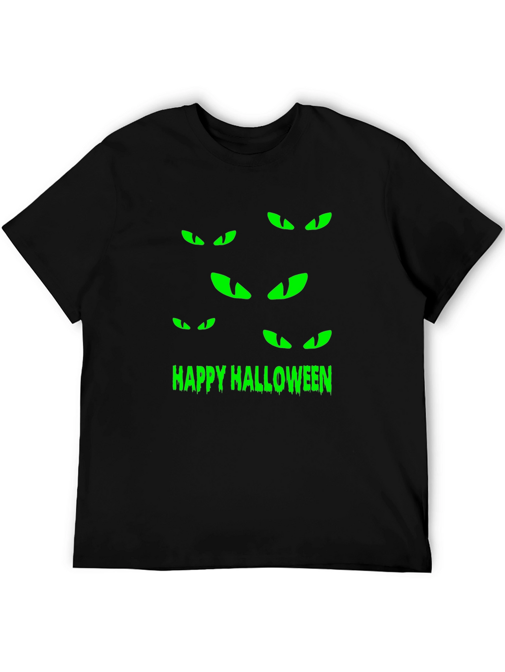 Happy Halloween Eyes T-Shirt - Spooky Black Tee