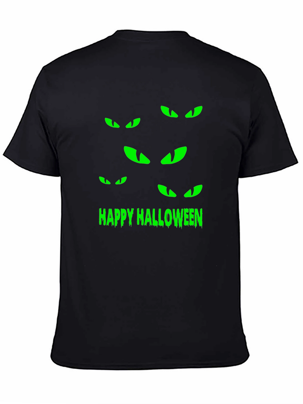 Happy Halloween Eyes T-Shirt - Spooky Black Tee