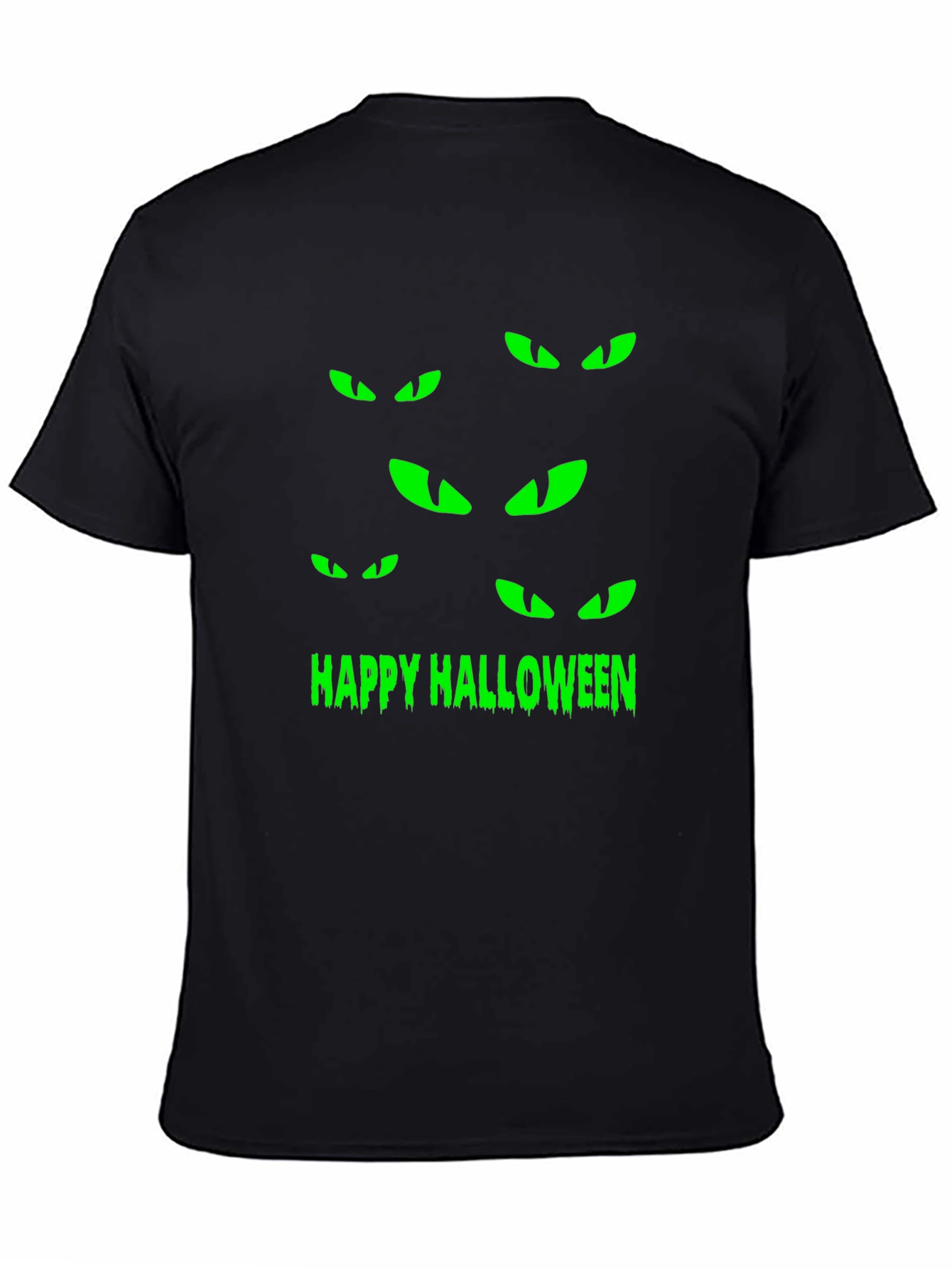 Happy Halloween Eyes T-Shirt - Spooky Black Tee