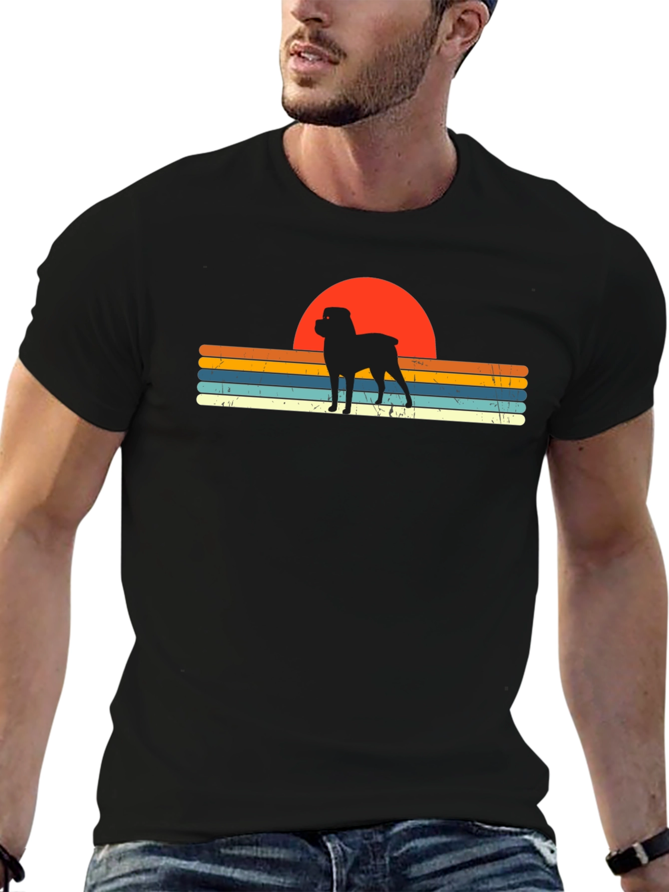 Retro Rottweiler Sunset T-Shirt