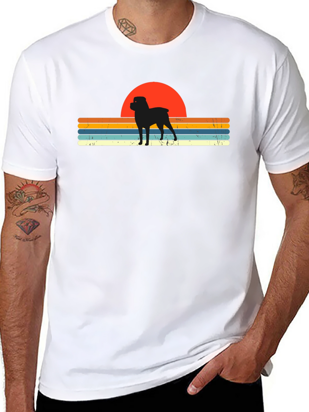 Retro Rottweiler Sunset T-Shirt