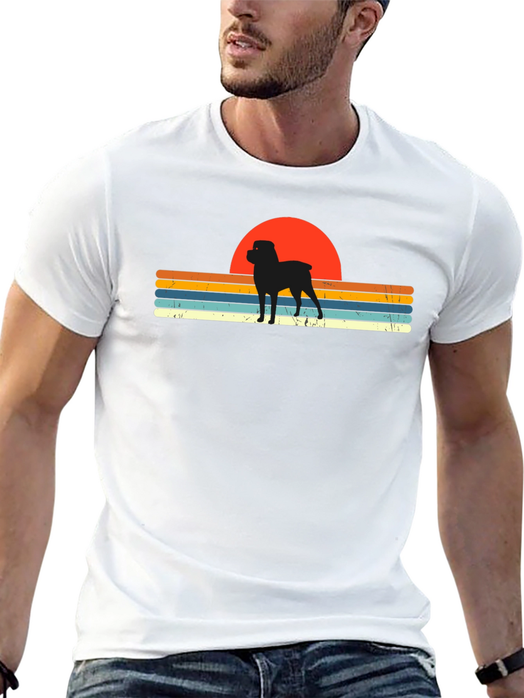 Retro Rottweiler Sunset T-Shirt