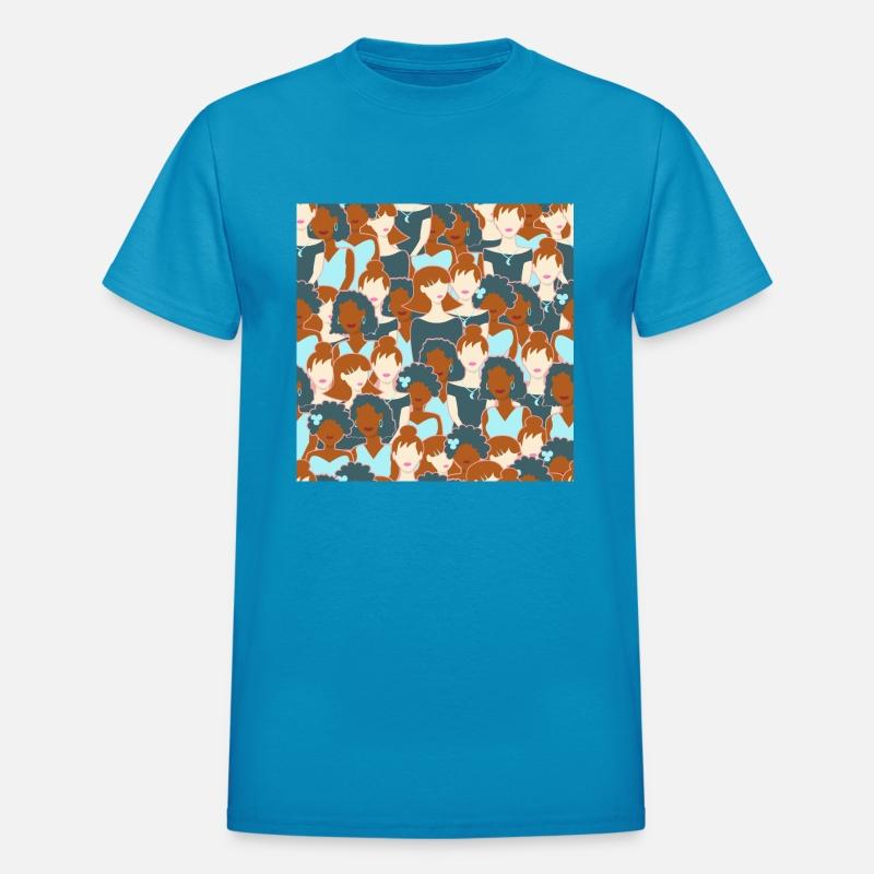 Seamless pattern with pretty black and white girls