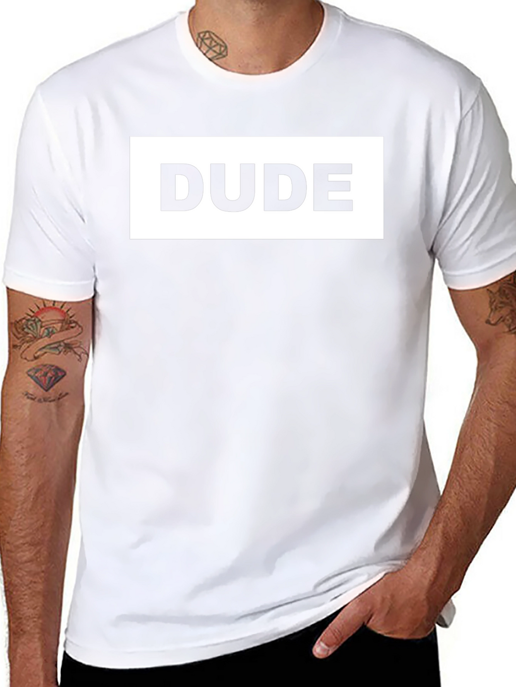 Dude T-Shirt - Mens Black Graphic Tee Casual Wear
