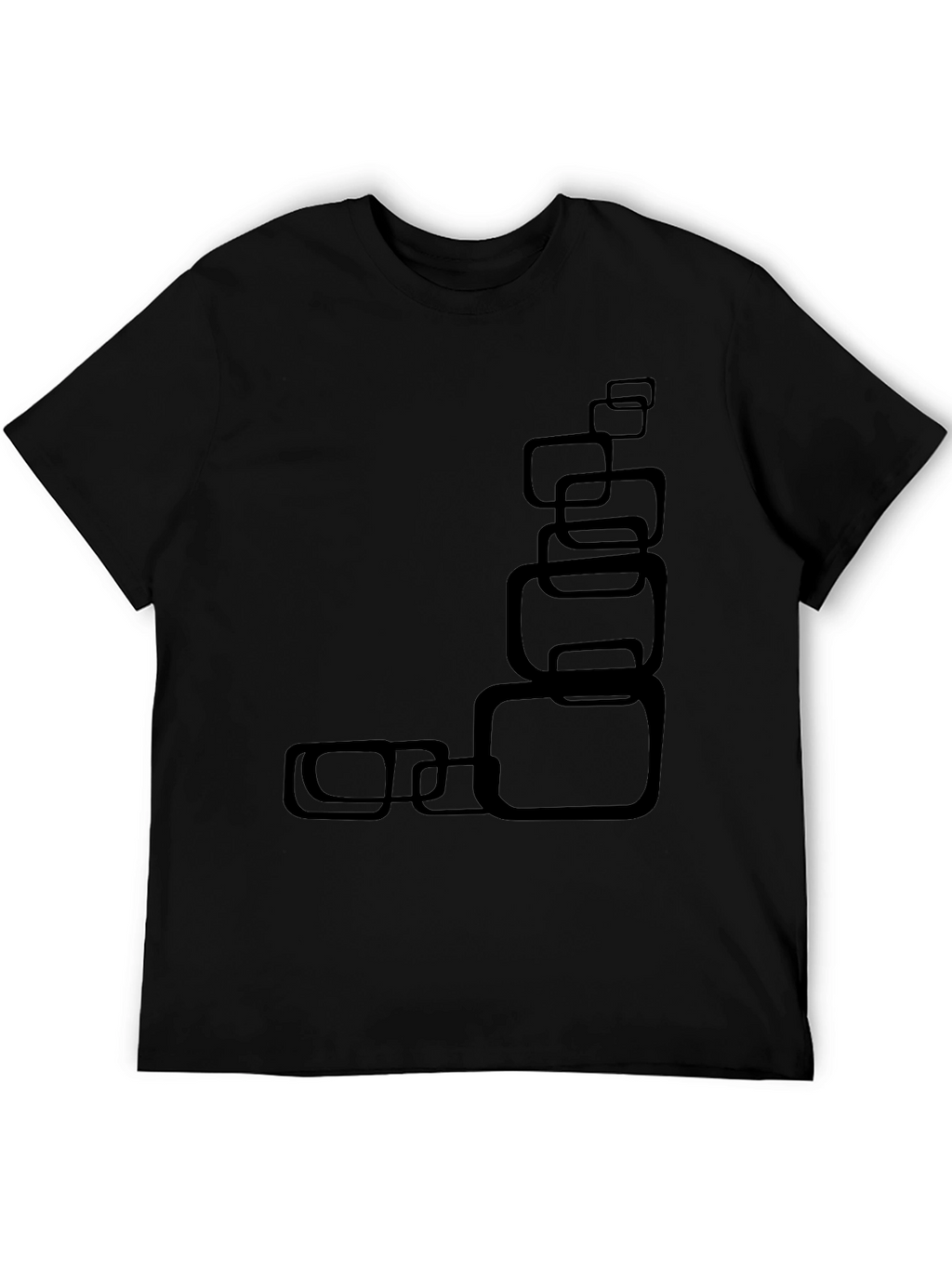 Modern Black T-Shirt with Abstract Square Design