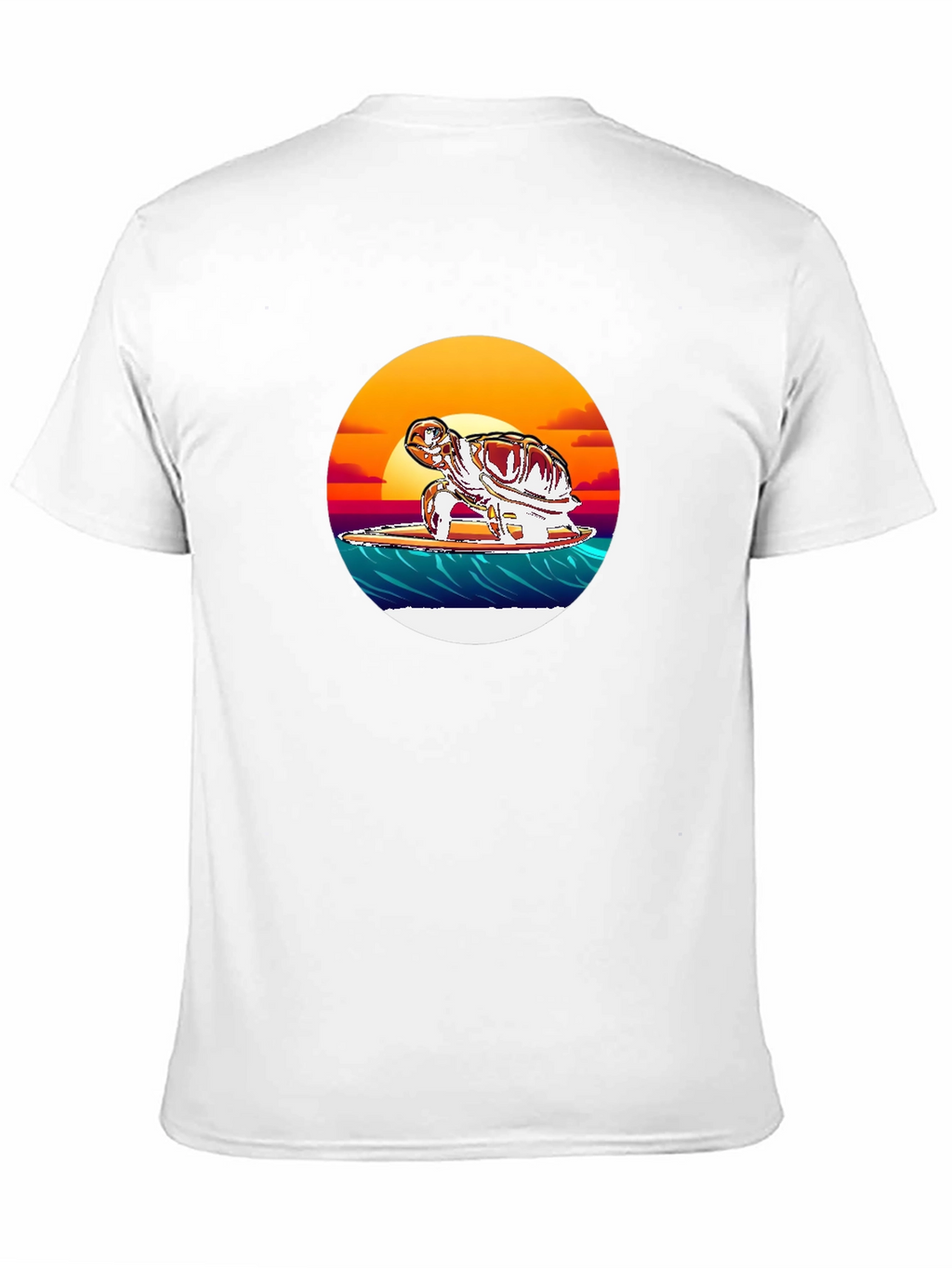 Surfing Turtle Graphic Tee - Black Cotton Blend