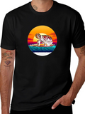 Surfing Turtle Graphic Tee - Black Cotton Blend
