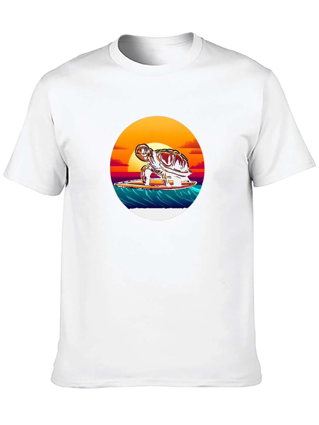 Surfing Turtle Graphic Tee - Black Cotton Blend