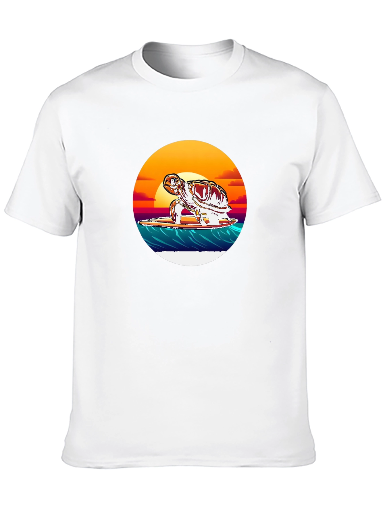 Surfing Turtle Graphic Tee - Black Cotton Blend