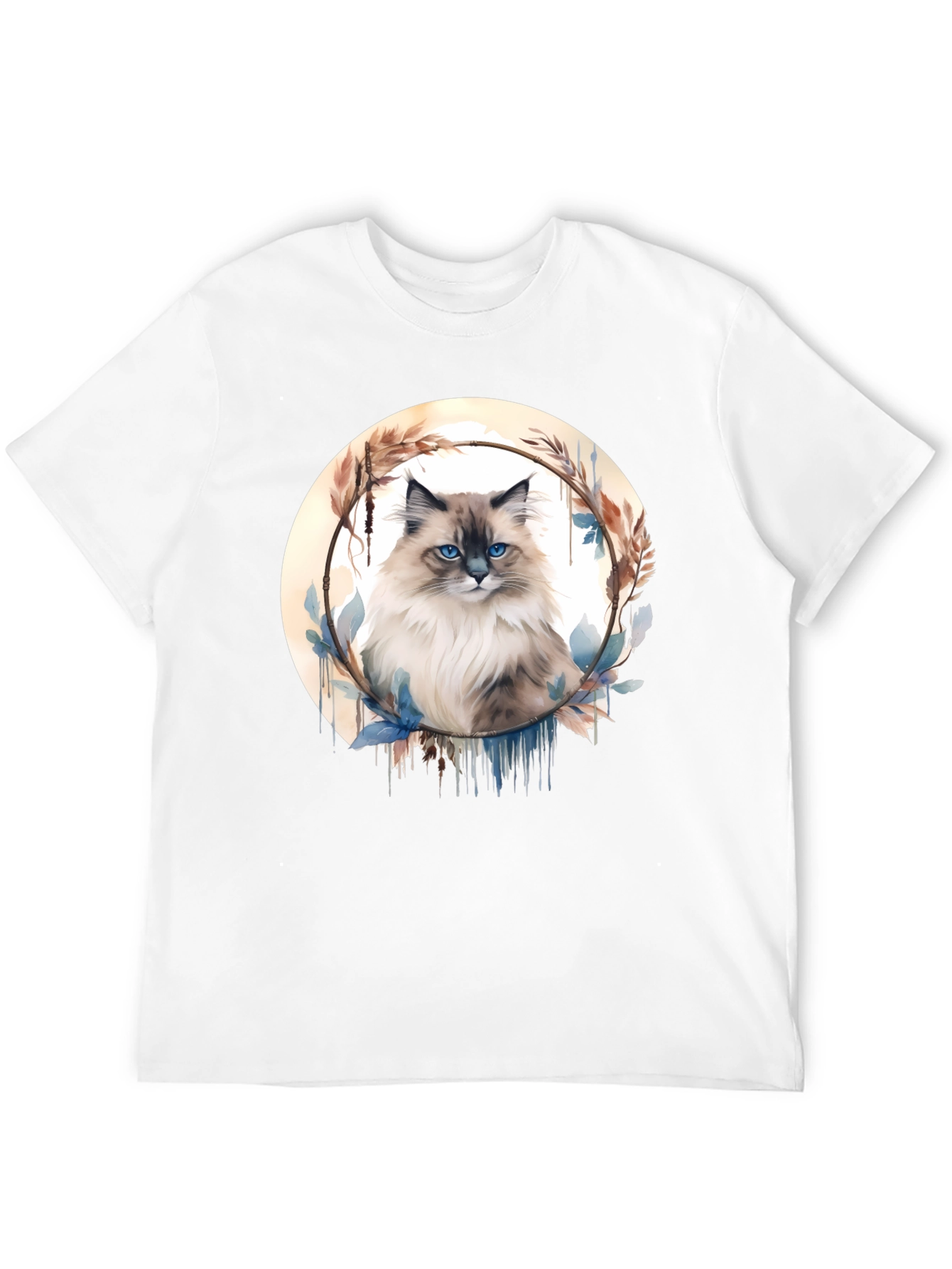 Cat Art Graphic Tee - Black Casual T-Shirt