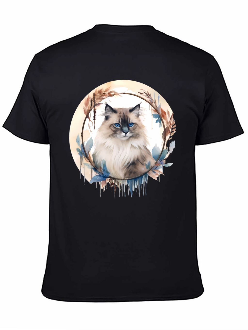 Cat Art Graphic Tee - Black Casual T-Shirt