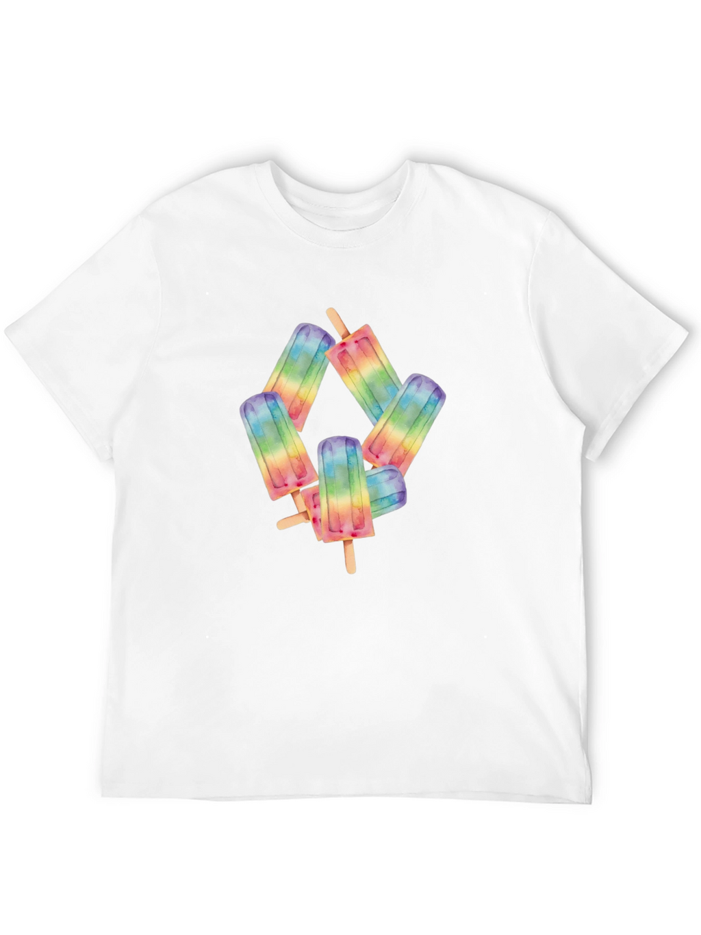 Rainbow Popsicle Graphic Black T-Shirt