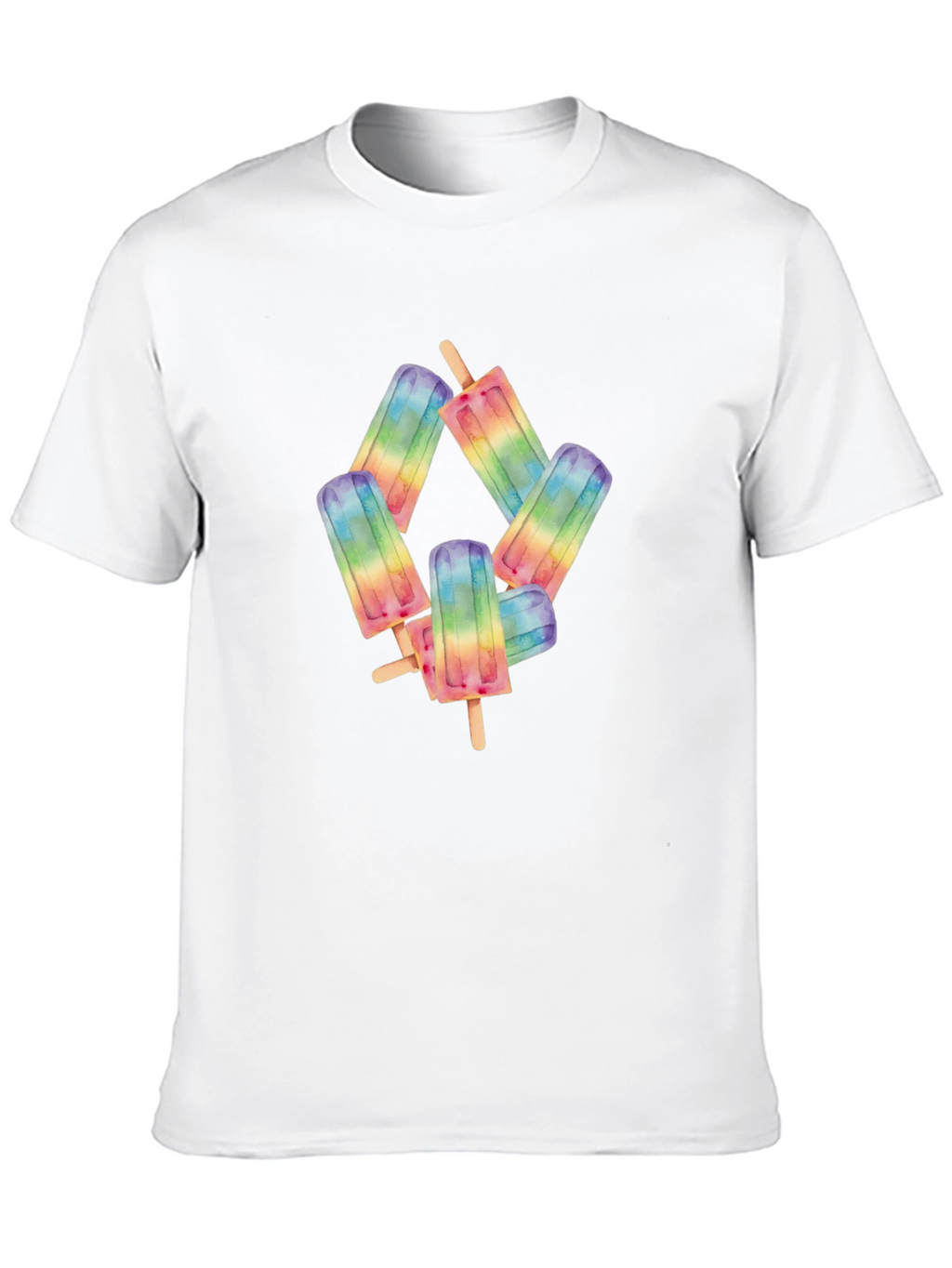 Rainbow Popsicle Graphic Black T-Shirt