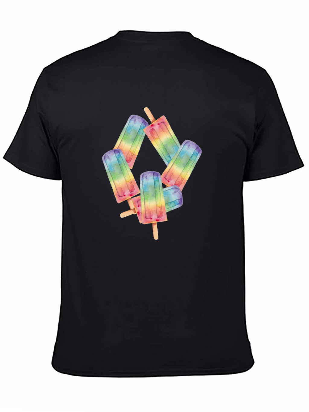 Rainbow Popsicle Graphic Black T-Shirt