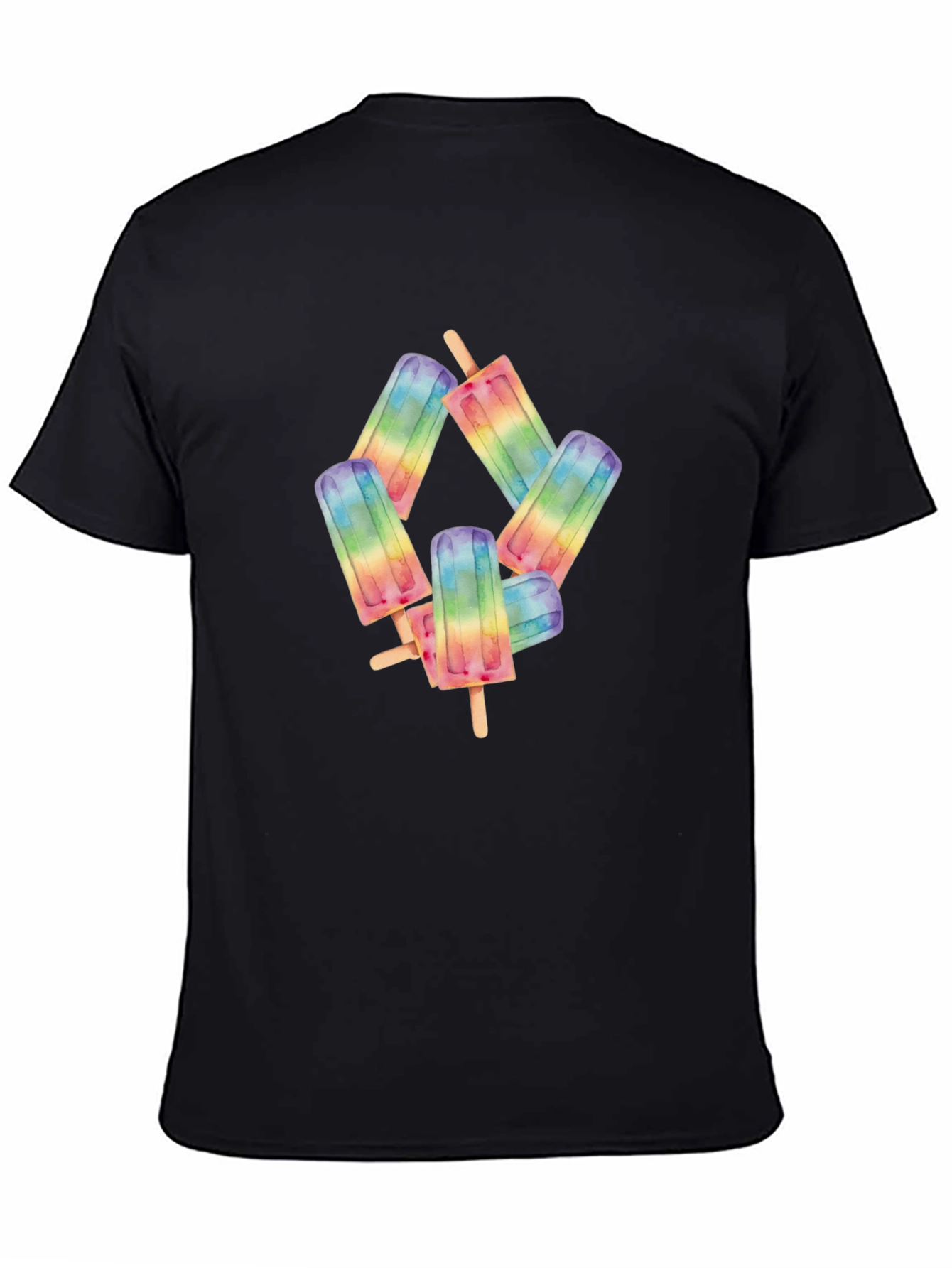 Rainbow Popsicle Graphic Black T-Shirt