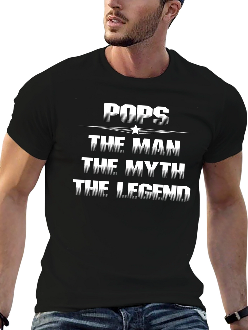 Pops The Man The Myth The Legend Black T-Shirt
