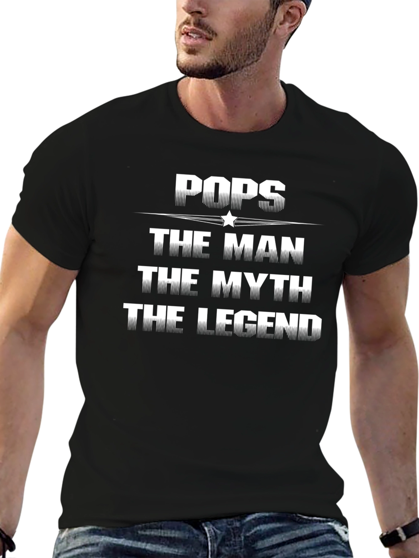 Pops The Man The Myth The Legend Black T-Shirt
