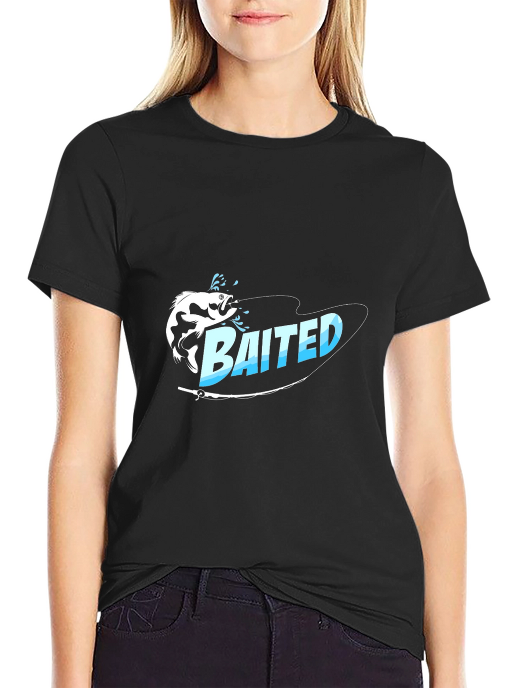 Bait Fishing Graphic Tee - Black Cotton T-Shirt