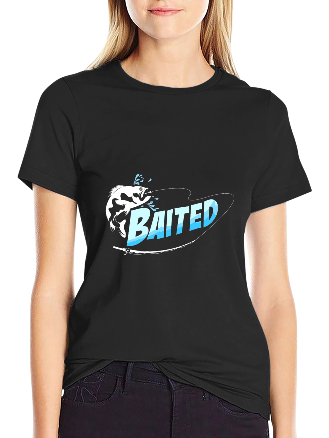 Bait Fishing Graphic Tee - Black Cotton T-Shirt
