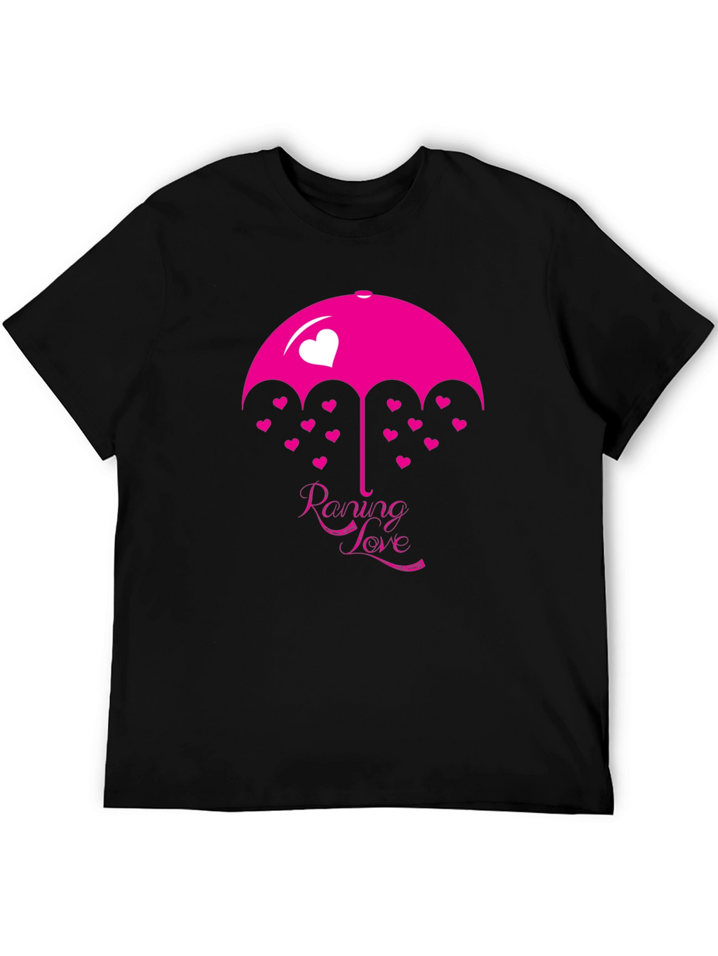 Raining Love Graphic Print Black T-Shirt