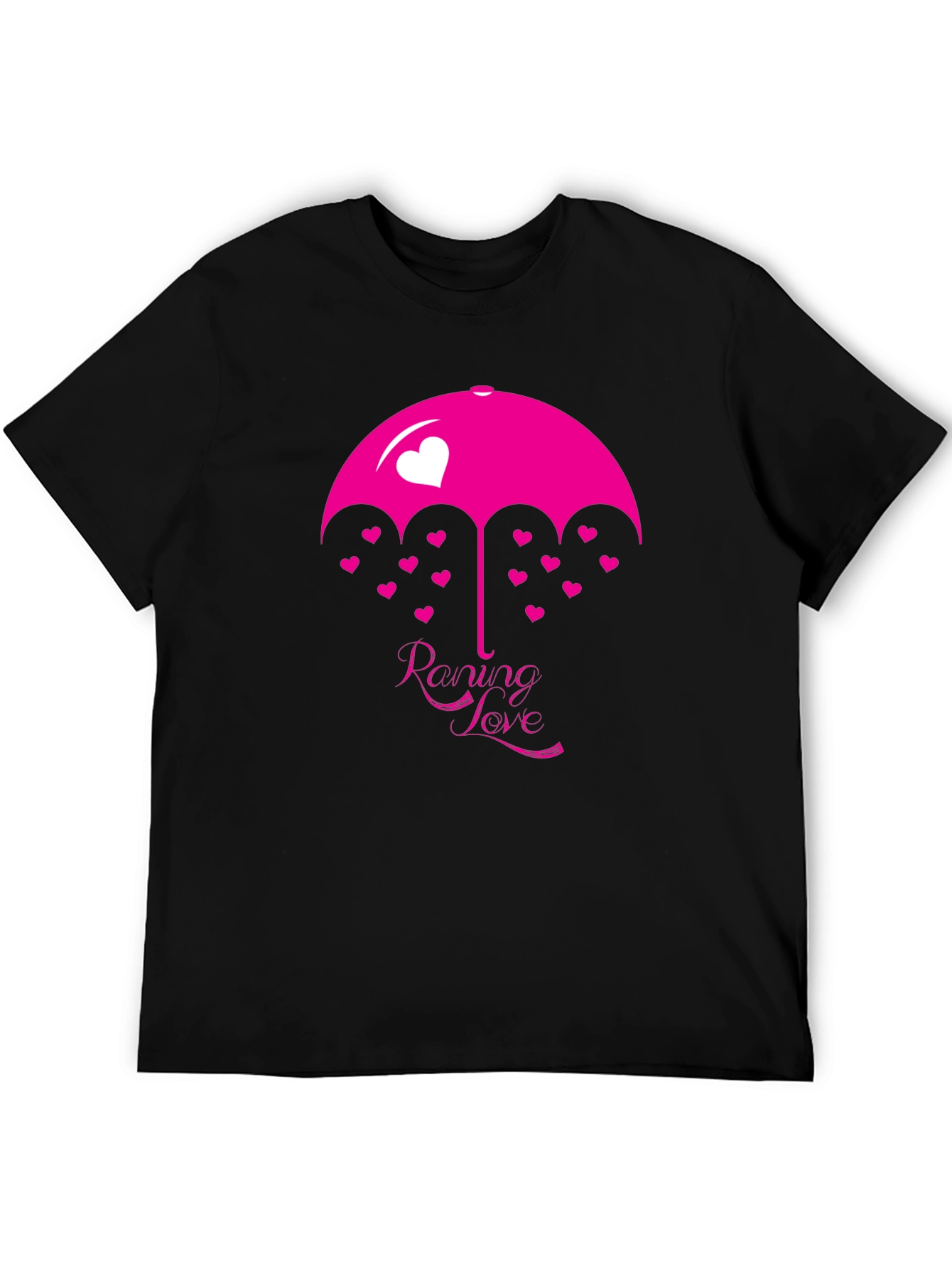 Raining Love Graphic Print Black T-Shirt