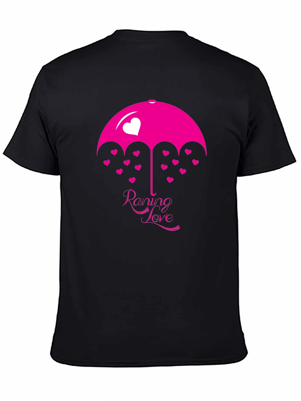 Raining Love Graphic Print Black T-Shirt