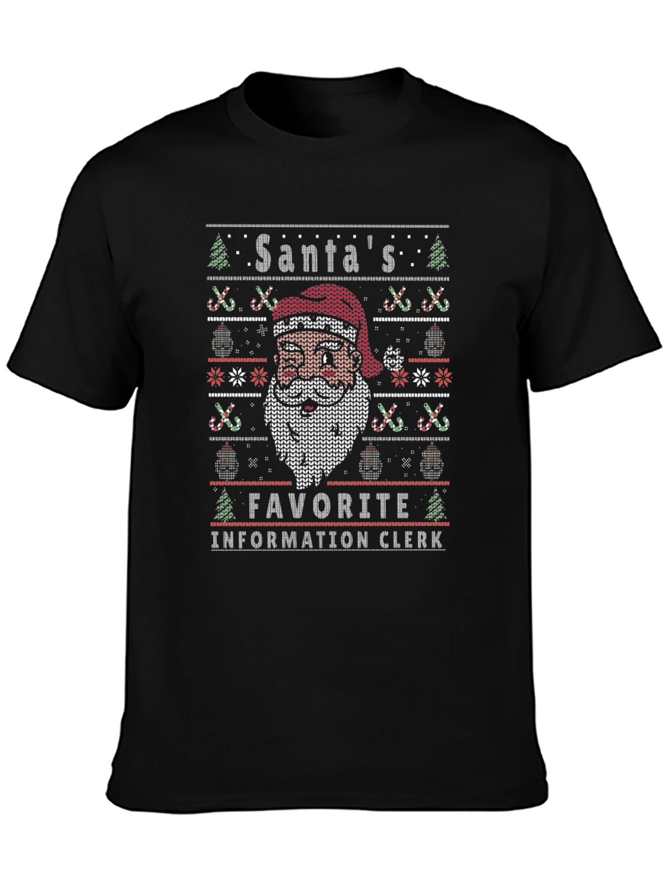 Santas Favorite Information Clerk Ugly Christmas Sweater T-Shirt