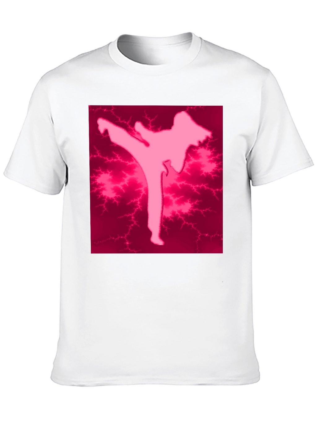 Pink Karate Silhouette Black T-Shirt
