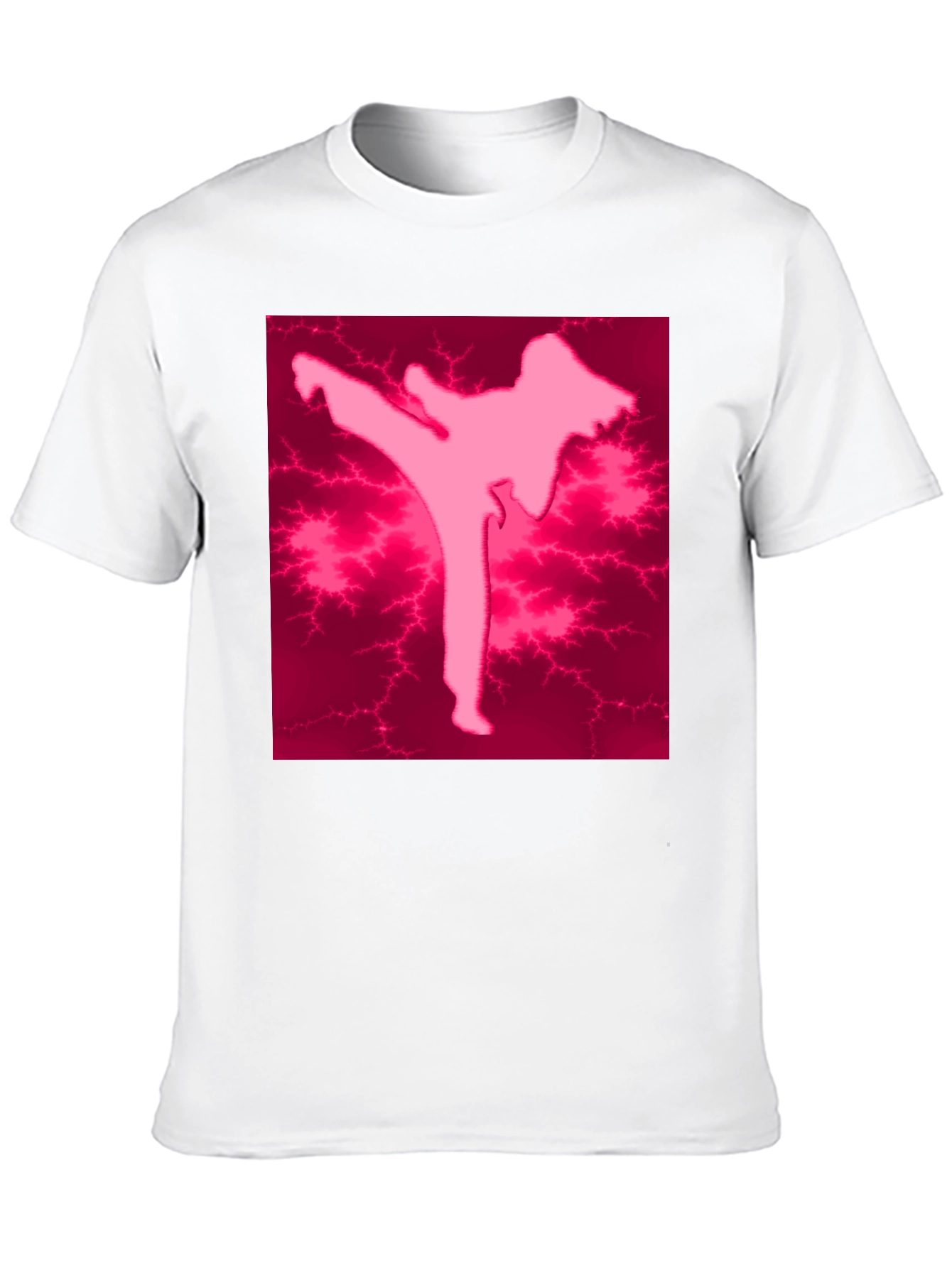 Pink Karate Silhouette Black T-Shirt