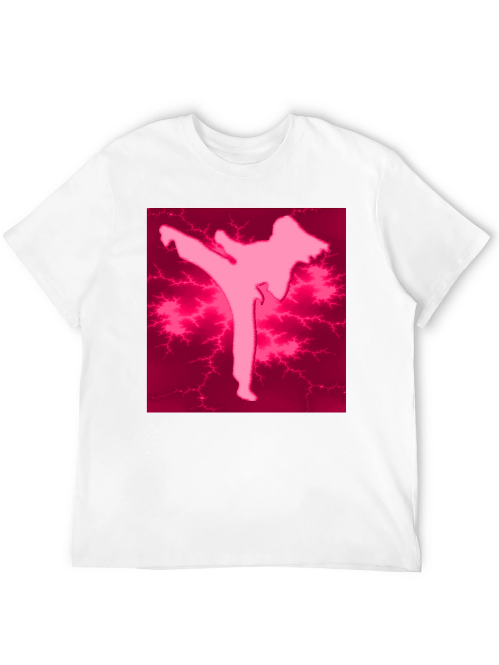 Pink Karate Silhouette Black T-Shirt