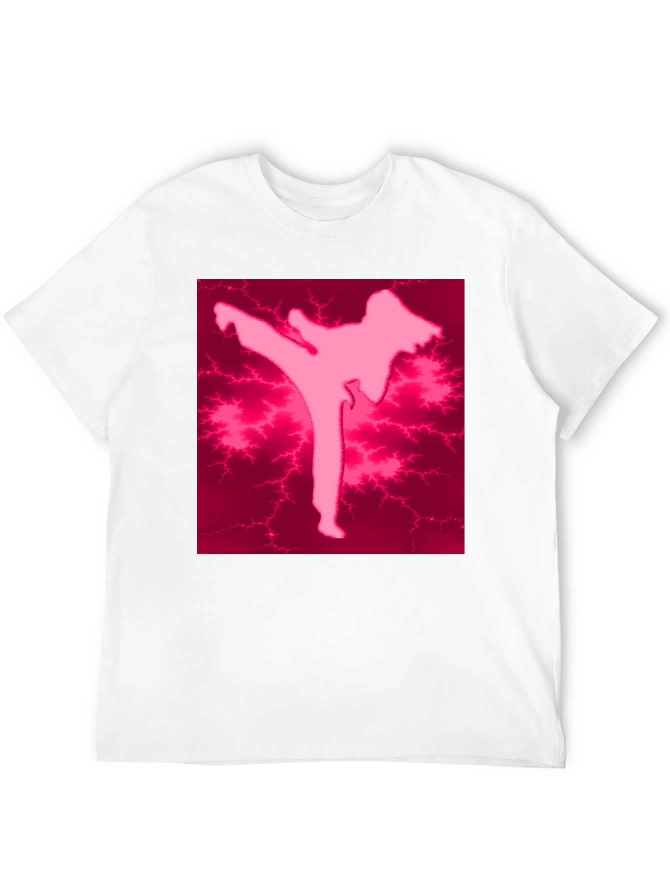 Pink Karate Silhouette Black T-Shirt