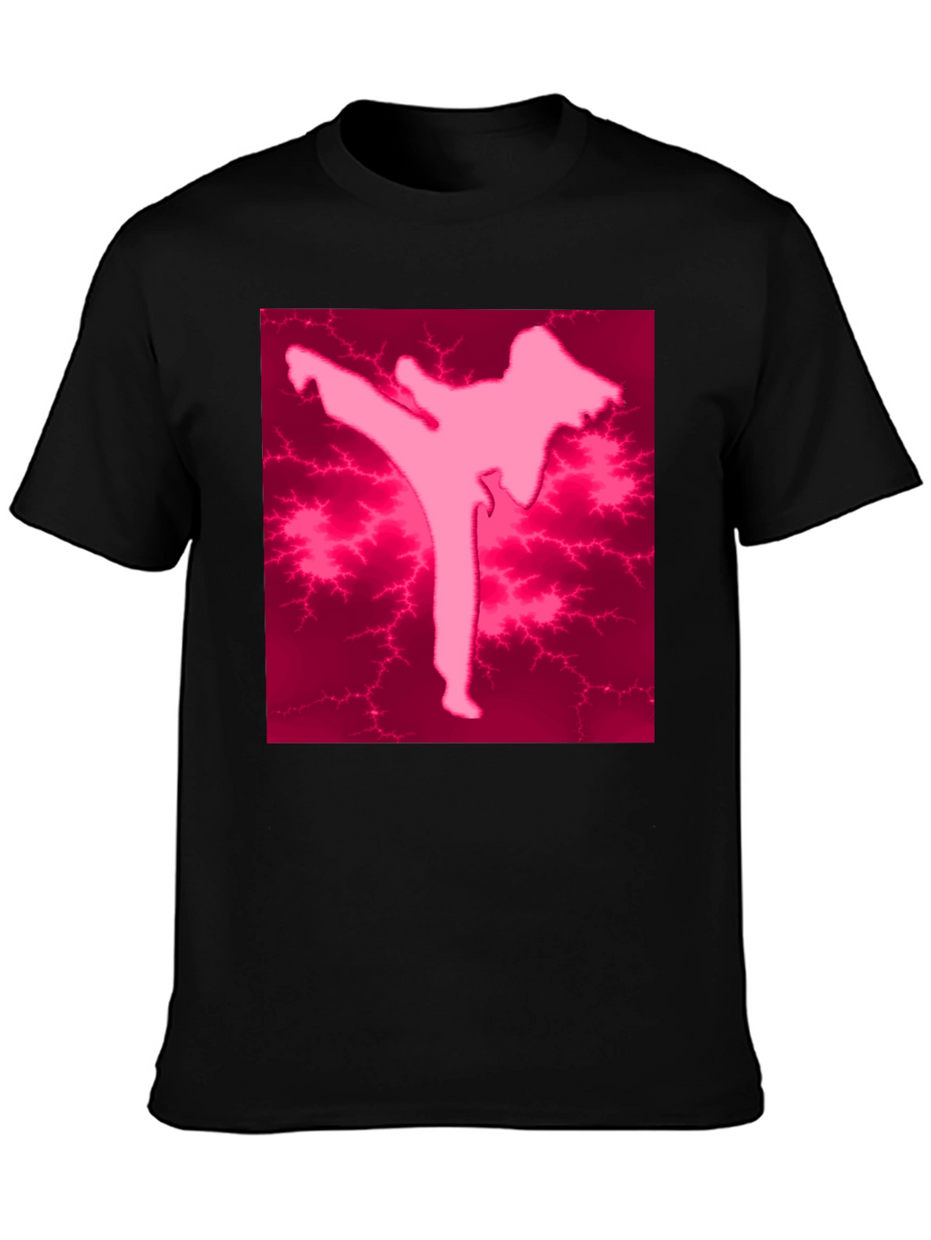 Pink Karate Silhouette Black T-Shirt
