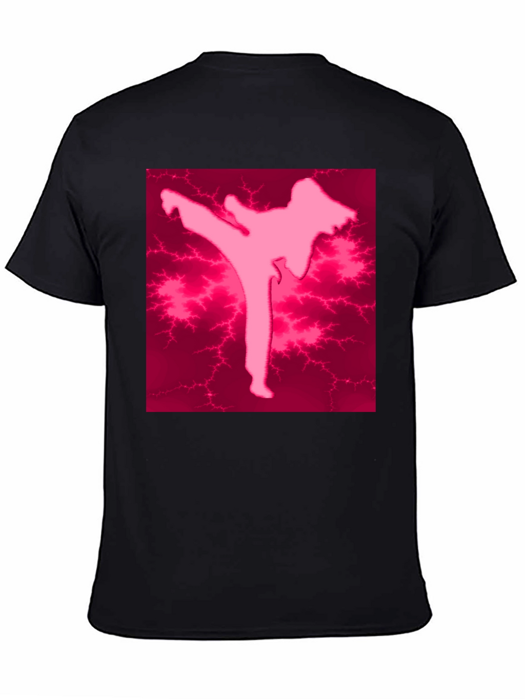Pink Karate Silhouette Black T-Shirt