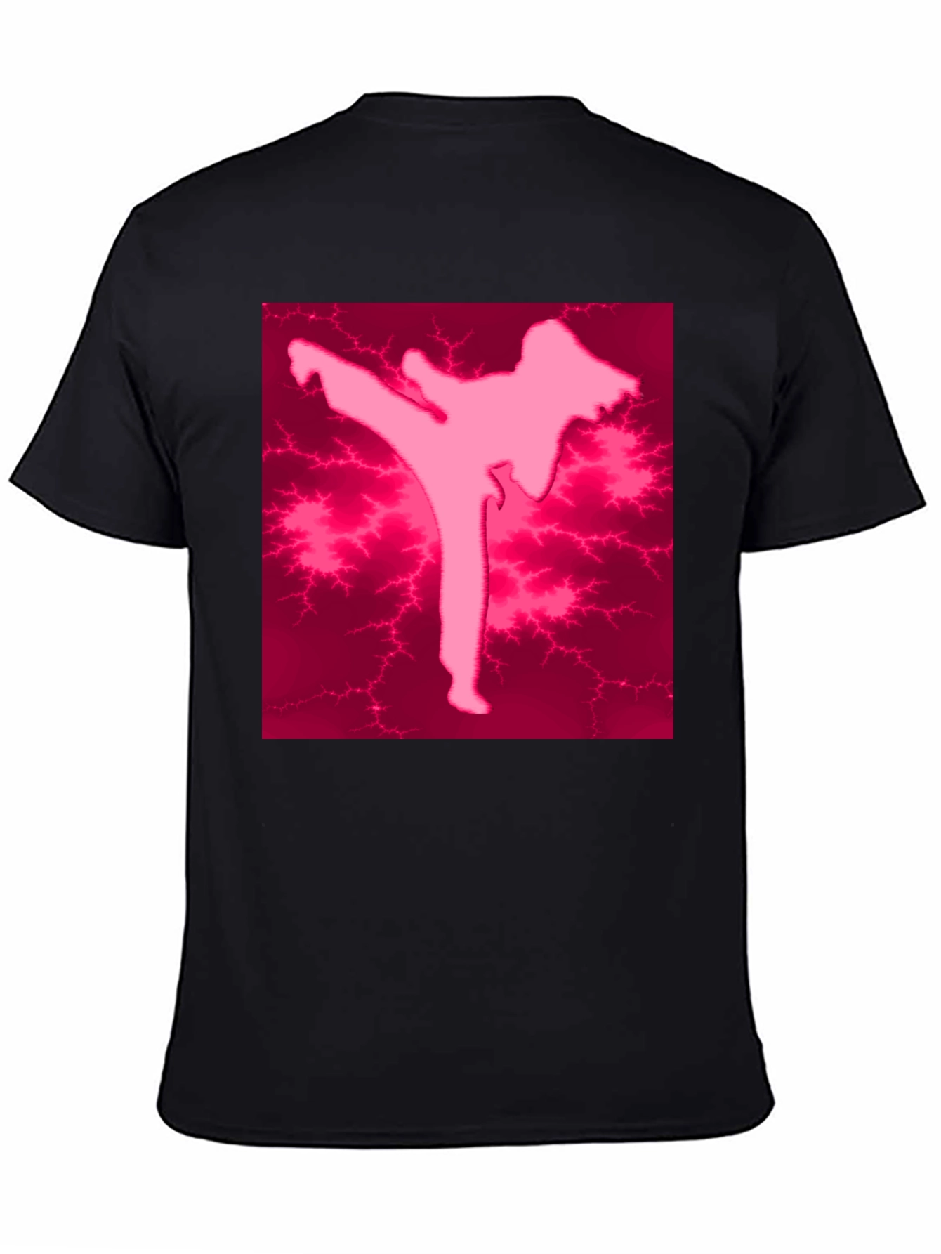 Pink Karate Silhouette Black T-Shirt