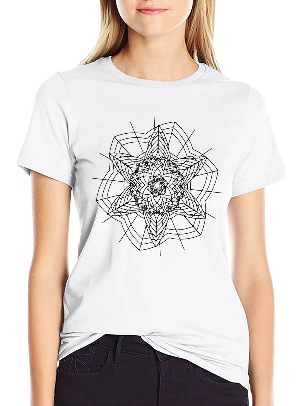Abstract Geometric Graphic Tee - Black